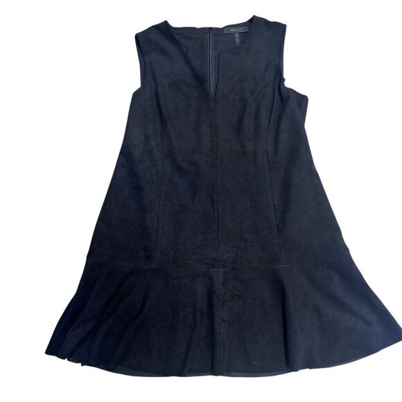 GUC BCBGMaxAzria Women's Black Faux Suede Sleeveless Mini Dress Size L - Picture 3 of 4